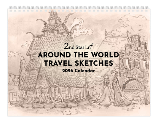 Around the World Travel Sketches 2026 12-Month Calendar